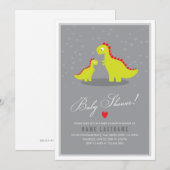 Invitation Baby shower gris Dinosaur élégant (Devant / Derrière)