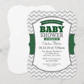 Invitation Baby shower gris foncé Chevron (Devant / Derrière)