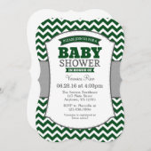 Invitation Baby shower gris foncé Chevron (Devant / Derrière)