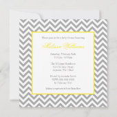 Invitation Baby shower gris jaune de Chevron d'éléphant (Dos)