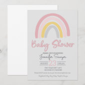 Invitation Baby shower gris jaune rose arc-en-ciel (Devant / Derrière)