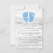 Invitation Baby shower gris or pieds bois rustique garçon ble (Devant)