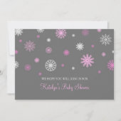 Invitation Baby shower gris rose de coutume de Noël de neige (Devant)
