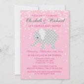 Invitation Baby shower gris rose de fille de couples de (Devant)