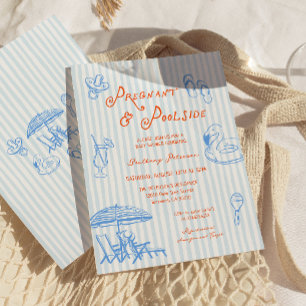 Invitation Baby Shower Grossesse d'Été au Bord de la Piscine