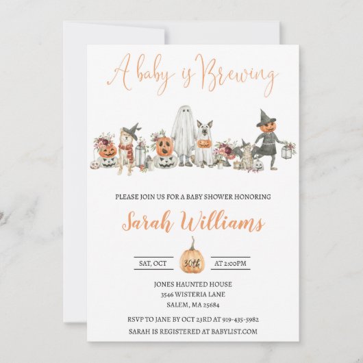 Invitation Baby shower Halloween (Devant)