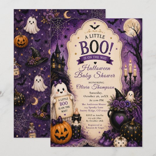 Invitation Baby Shower Halloween (Devant / Derrière)