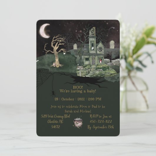 Invitation baby shower Halloween (Debout devant)