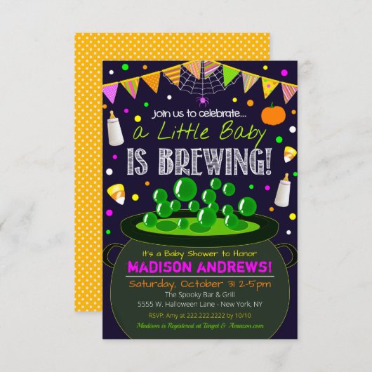 Invitation Baby shower Halloween (Devant / Derrière)