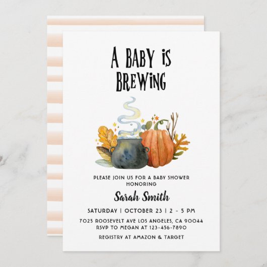 Invitation Baby shower Halloween (Devant / Derrière)
