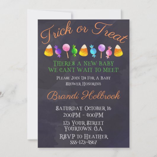 Invitation Baby shower Halloween, Baby shower Auto (Devant)
