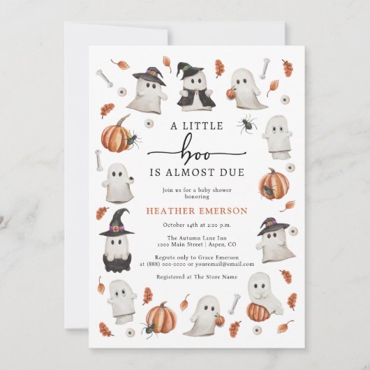 Invitation Baby shower Halloween Boo (Devant)