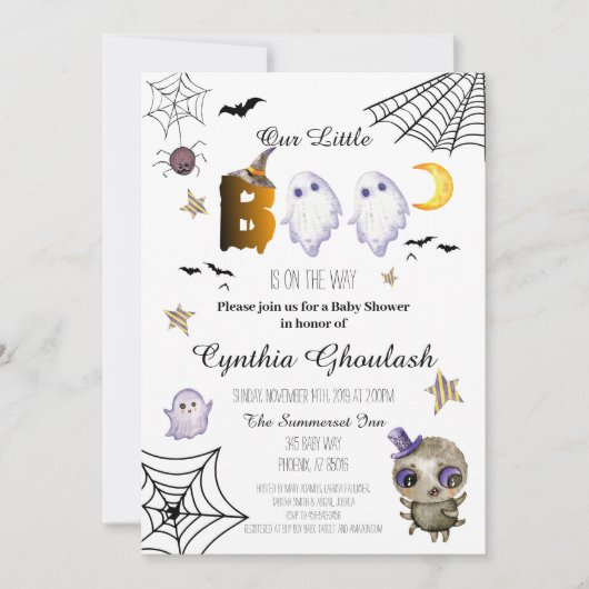 Invitation Baby shower Halloween Boo Ghost (Devant)