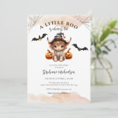 Invitation Baby shower Halloween Citrouille Cow Little Boo (Debout devant)