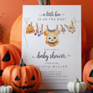 Invitation Baby shower Halloween Clothesline