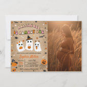Invitation Baby shower Halloween Cute Ghost (Devant)