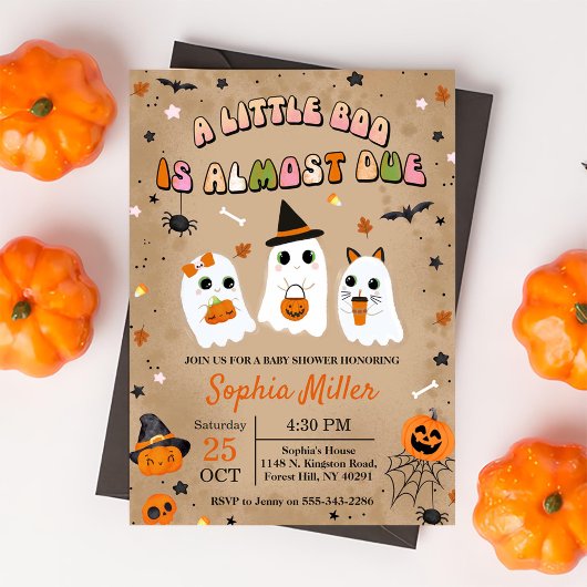 Invitation Baby shower Halloween Cute Ghost