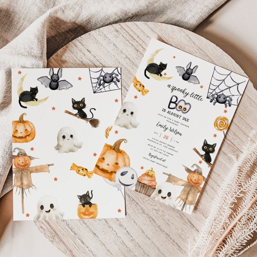 Invitation Baby shower Halloween Éffrayant Little Boo