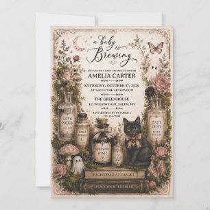 Invitation Baby Shower Halloween en route Fille Vintage Rose