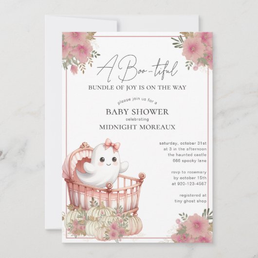 Invitation Baby shower Halloween fantôme (Devant)
