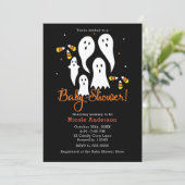 Invitation Baby shower Halloween Fantômes et bonbons Corn (Debout devant)