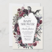 Invitation Baby shower Halloween floral foncé (Devant)