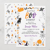 Invitation Baby shower Halloween Little Boo (Devant / Derrière)