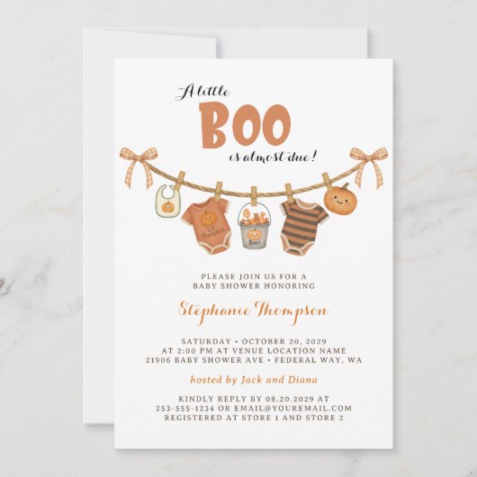 Invitation Baby shower Halloween Little Boo (Devant)