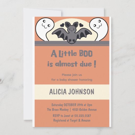 Invitation Baby shower Halloween mignon (Devant)