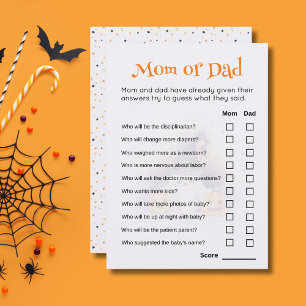 Invitation Baby shower Halloween mignon Devinez Qui Joue Cart