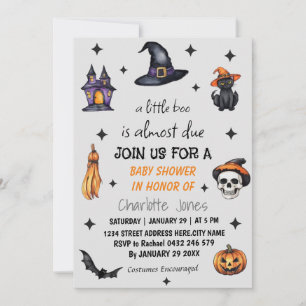 Invitation Baby shower Halloween moderne Little Boo