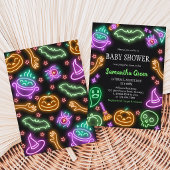 Invitation Baby Shower Halloween Néon