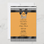 Invitation Baby Shower Halloween Orange Blanc Ruban Noir (Devant)