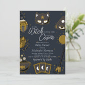 Invitation Baby Shower Halloween Sorcière (Debout devant)