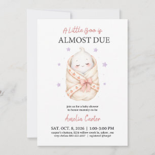 Invitation Baby Shower Halloween Un Petit Boo Est Prévu Rose