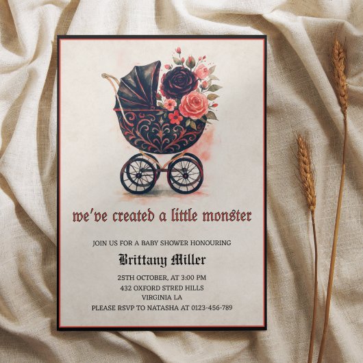 Invitation Baby shower Halloween vintage