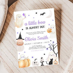 Invitation Baby Shower Halloween Violet Little Boo