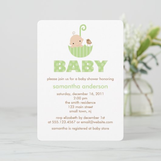 Invitation Baby shower harmonieux et neutre entre les sexes (Debout devant)