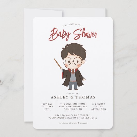 Invitation Baby shower Harry Potter simple (Devant)