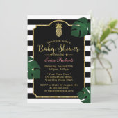Invitation Baby shower hawaïen d'ananas tropique moderne (Debout devant)
