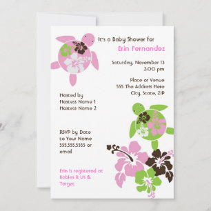 Invitation Baby shower Hawaiian Honu Twin