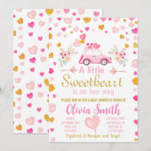 Invitation Baby shower Hearts Valentine (Devant / Derrière)