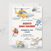 Invitation baby shower hélicoptère coloré (Devant)