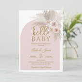 Invitation Baby Shower Herbe de Pampas Rose Boho (Debout devant)