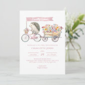 Invitation Baby shower Hérisson aquarelle (Debout devant)