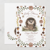 Invitation Baby Shower Hérisson de la Forêt (Devant / Derrière)