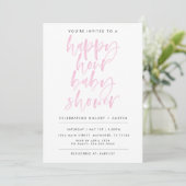 Invitation Baby shower HEUREUX HOUR - ROSE (Debout devant)