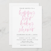 Invitation Baby shower HEUREUX HOUR - ROSE (Devant / Derrière)
