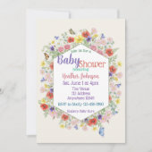 Invitation Baby Shower Hexagonal Papillon Fleur Sauvage (Devant)
