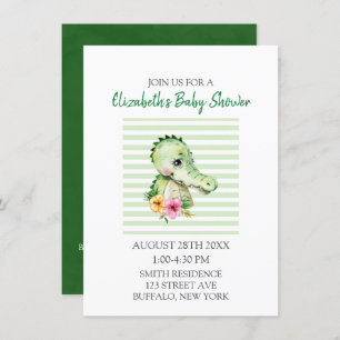 Invitation Baby shower Hibiscus d'aquarelle de l'alligator